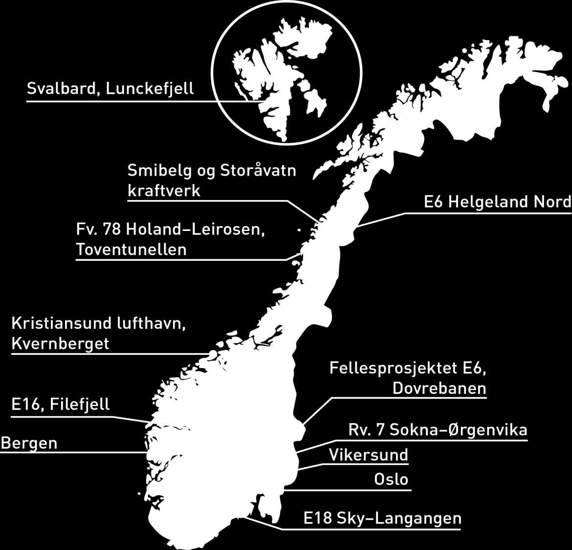 Rødt = Kontorlokalisasjoner Gult =