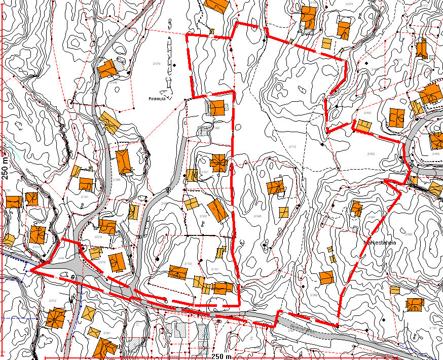 SAMARBEIDSGRUPPAS TILBAKEMELDING OG FØRINGER FOR PLANARBEIDET Planområdet Forslag til planavgrensningen er vist under.