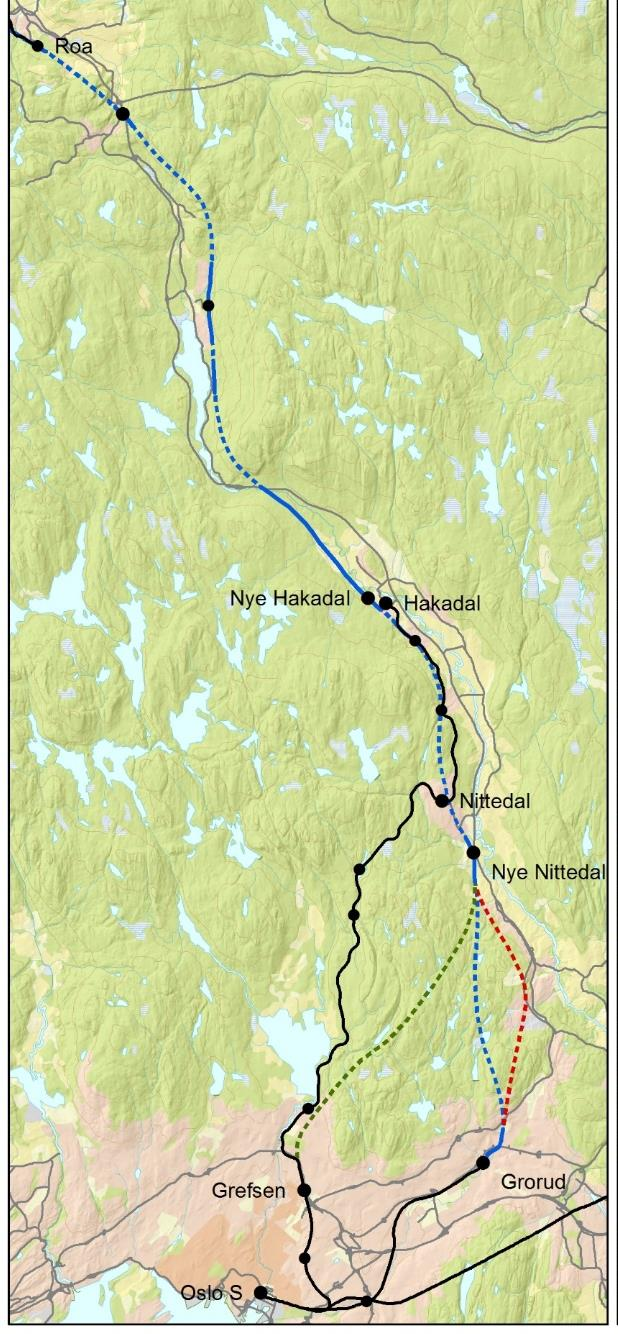 Konsept 3 Effekter av jernbanetiltakene Tiltak: Dobbeltspor Oslo Roa Kostnad: P50 20 mrd kroner Person: - Redusert kjøretid på Gjøvikbanen, 15min til Nittedal, 50min til Jaren, 1t 34min til Gjøvik -