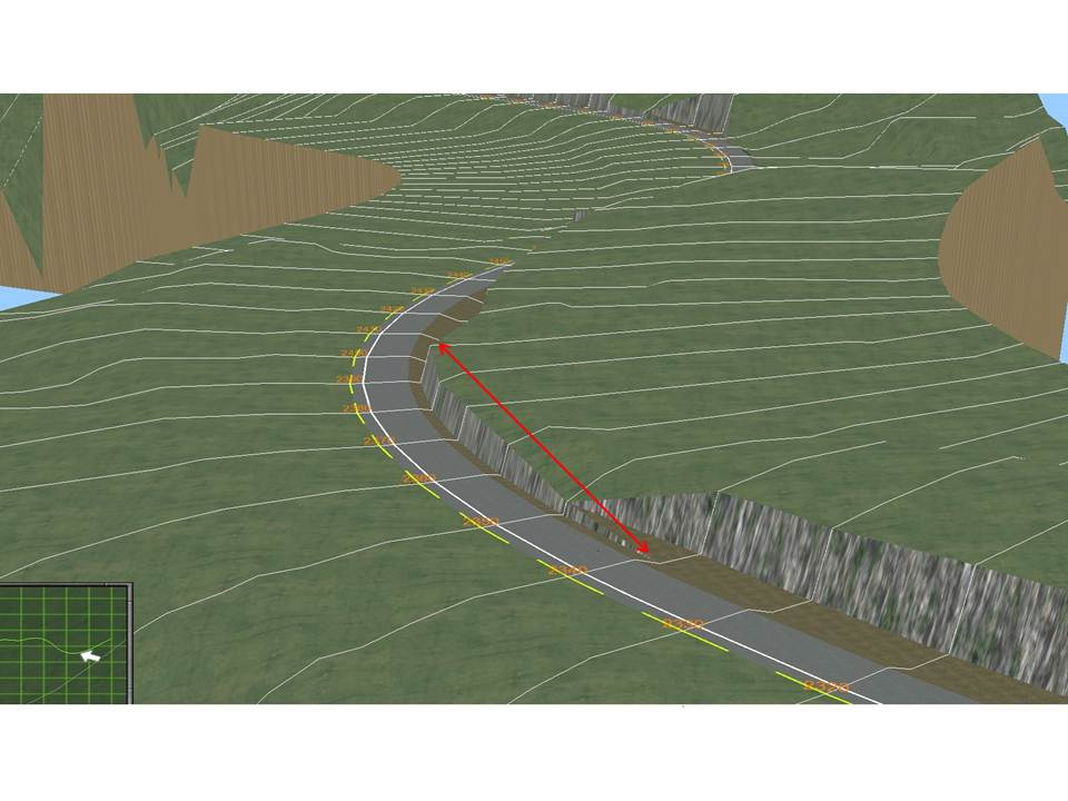 Side 20 av 21 Figur 17. Perspektivskisse. Bedre linjeføring dersom grøftebredden er konstant. Rød pil viser profil 2340 2400, hvor grøftebredden er redusert grunnet lavere bergskjæring.