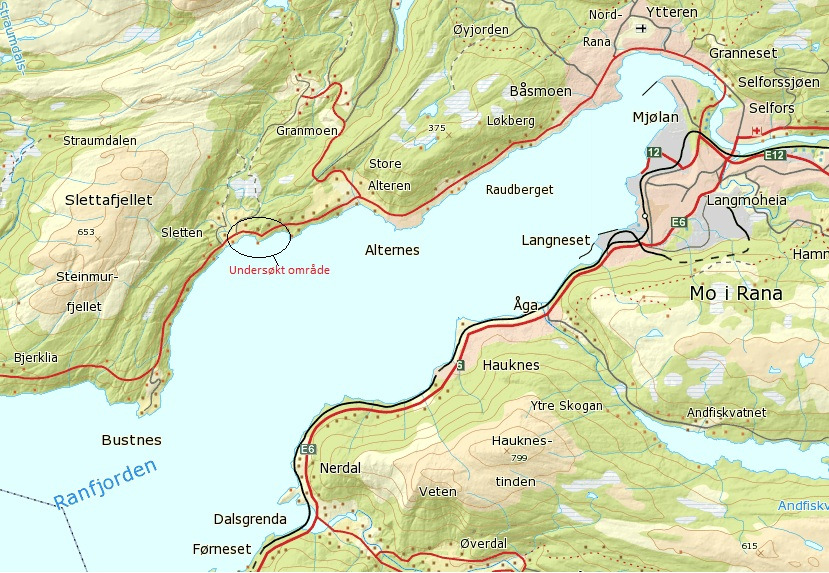 Side 5 av 21 1 INNLEDNING 1.1 Beskrivelse av prosjektet Statens vegvesen skal bygge ca. 6 km ny gang- og sykkelveg langs fv. 12 på strekningen Båsmo- Lillealteren i Rana kommune.