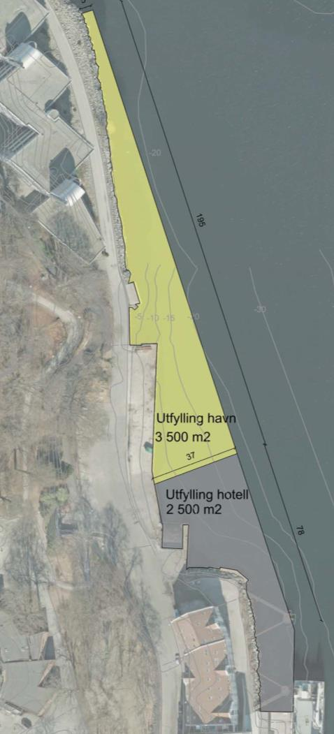 Mulighetsstudie Sandvigå, Bjergsted Side 10 4.4 Alternativ C Alternativ C innebærer en forlengelse av regulert kai, med en justering av kaivinkelen for å oppnå økt kailengde.