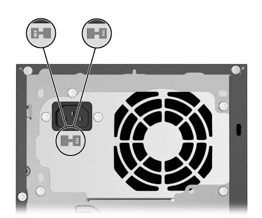 Quick Setup Trinn 2: Bekreft innstilling av spenning Pass på at spenningsbryteren på maskinen er satt slik at den samsvarer med strømforsyningen på stedet (115 eller 230 volt).