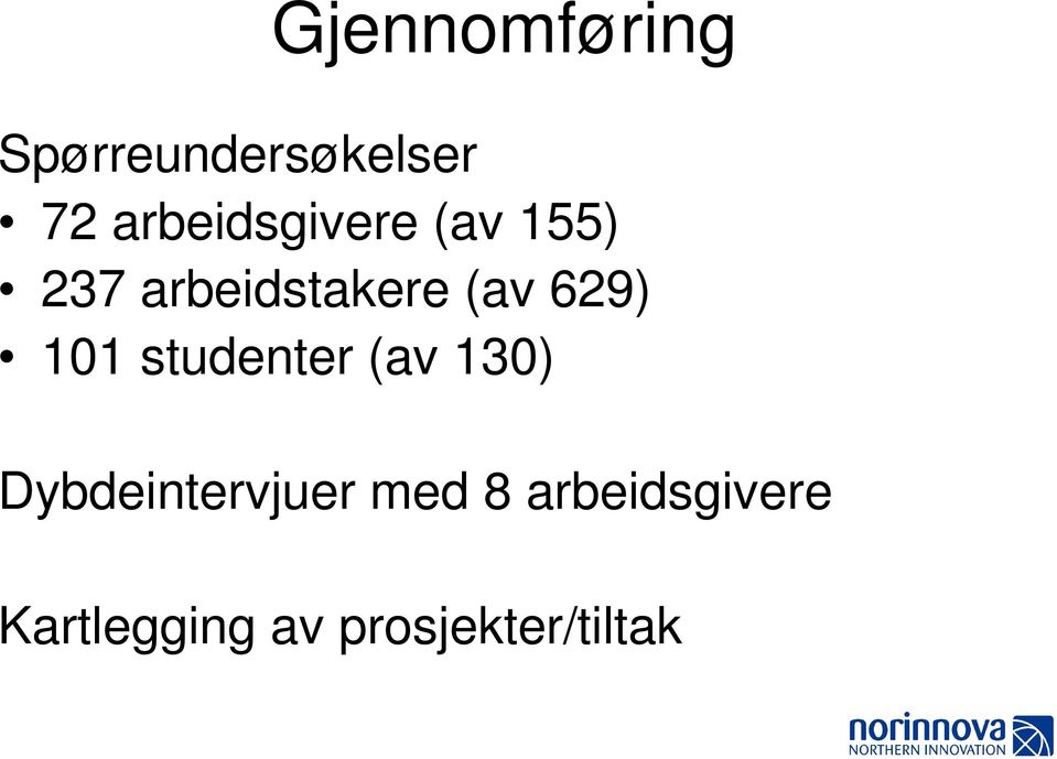 629) 101 studenter (av 130) Dybdeintervjuer