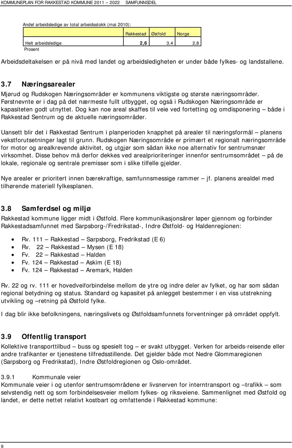 Førstnevnte er i dag på det nærmeste fullt utbygget, og også i Rudskogen Næringsområde er kapasiteten godt utnyttet.