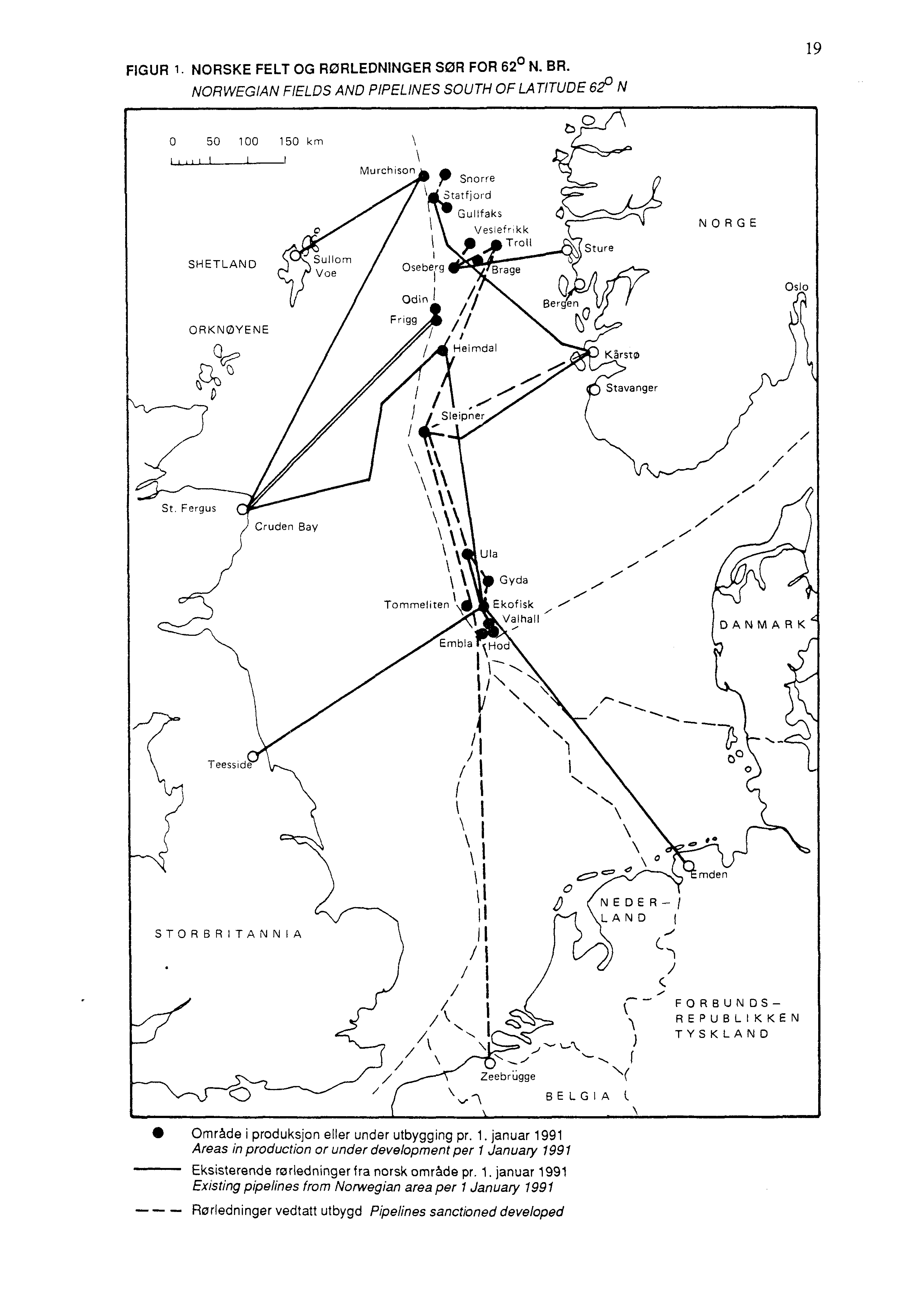 FIGUR NORSKE FELT OG RORLEDNINGER SØR FOR 62 N. BR.