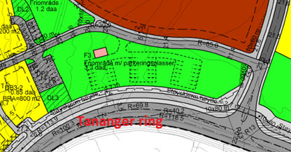 Figur 11 Utsnitt av gjeldende reguleringsplan 0394 Myklebust, som viser parkeringsplasser i område F3 ved Tananger ring, ca 700 meter sørøst for planområdet 1.4.11 Spesielle miljøforhold Det er ikke kjente forhold knyttet til støy eller andre spesielle miljøforhold innenfor planområdet.