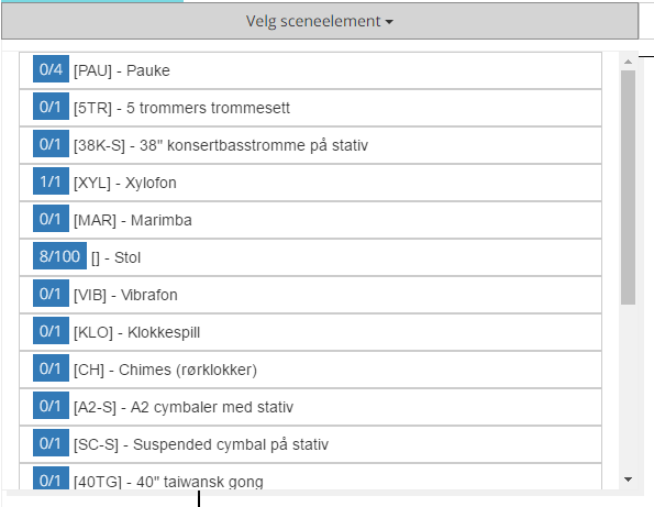 INNSENDING AV SCENEOPPSETT Innsending av sceneoppsett er litt annerledes enn innsending av sceneskjema. Øverst finnes en verktøylinje hvor statusen for skjemaet vises helt til venstre.