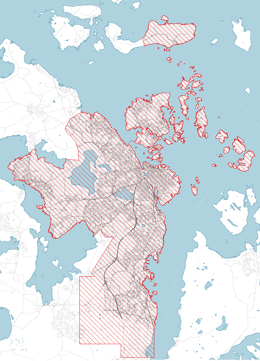 Figur 1. Polygonene med rød skravur skal laserskannes. 5.2.