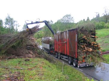 Figur 30. Figuren illustrerer dei totale transportkostnadane ved aukande avstand til velteplass eller terminal.