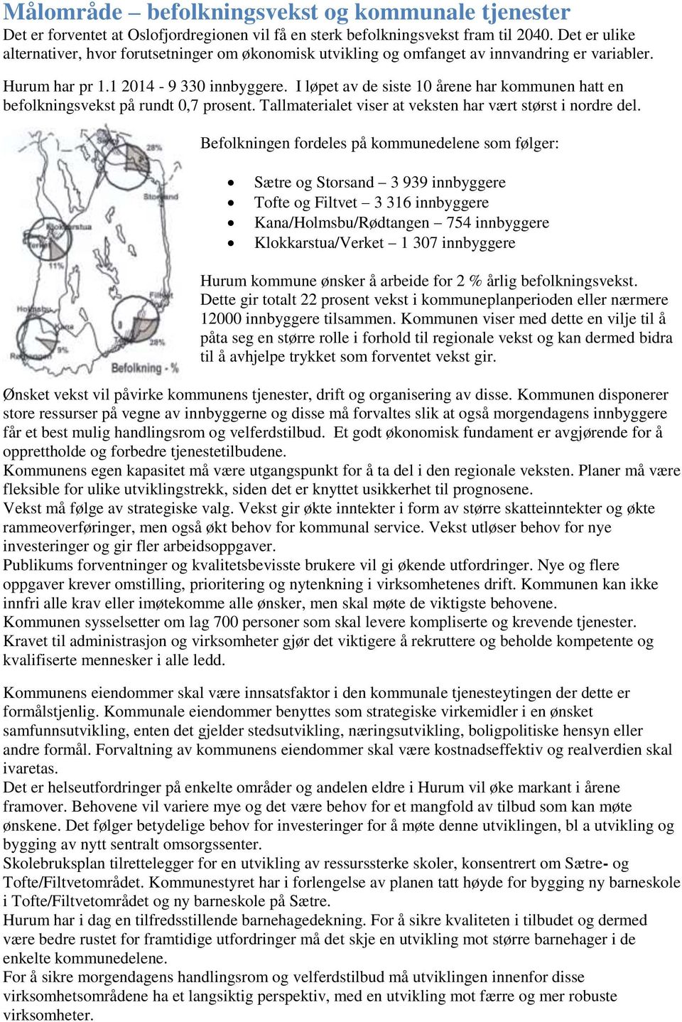 I løpet av de siste 10 årene har kommunen hatt en befolkningsvekst på rundt 0,7 prosent. Tallmaterialet viser at veksten har vært størst i nordre del.