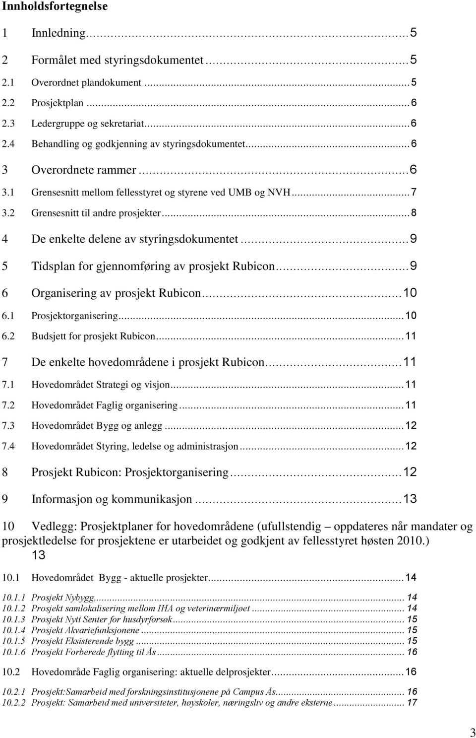 .. 9 5 Tidsplan for gjennomføring av prosjekt Rubicon... 9 6 Organisering av prosjekt Rubicon... 10 6.1 Prosjektorganisering... 10 6.2 Budsjett for prosjekt Rubicon.