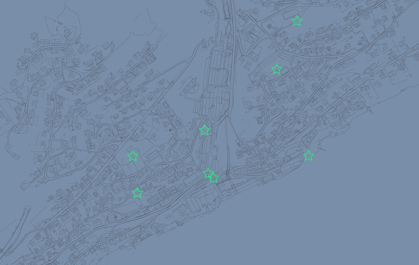 Oppholdssteder og aktivitetsområder markert i kart. Stjerne markerer Oppholdssteder og aktivitetsområder. 4.