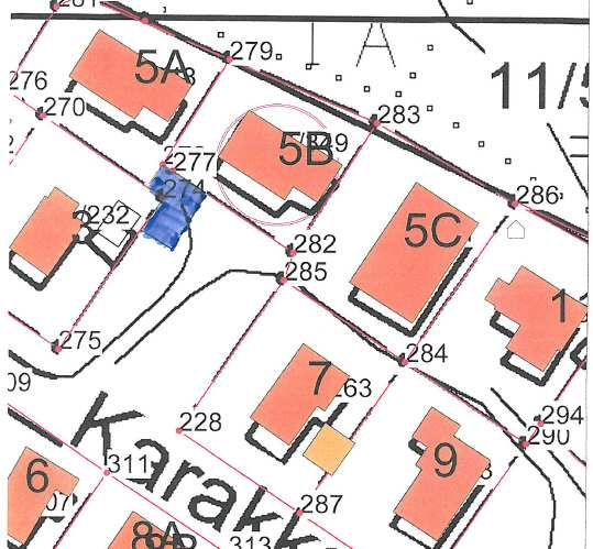 Sak 36/08 Kartutsnitt med omsøkte areal markert med blått. Søknaden hadde ikke vedlagt gjenpart av nabovarsler og kommunen ba derfor i brev datert 27.09.