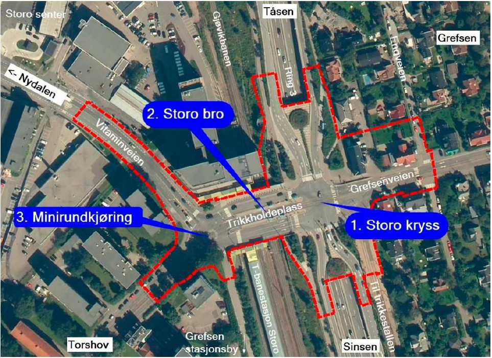 1.1 EKSISTERENDE SITUASJON Planområdet omfattes av en rekke reguleringsplaner, til dels av eldre dato, helt tilbake til 1930 og 50-tallet, i det vesentligste reguleringsplaner med trafikkformål.