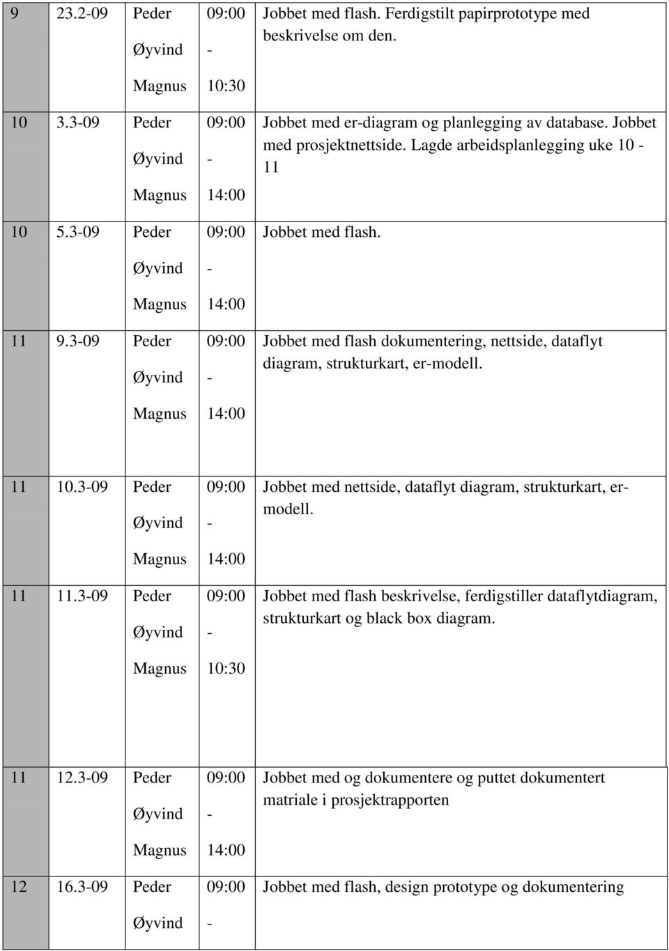 Jobbet med flash dokumentering, nettside, dataflyt diagram, strukturkart, ermodell. 11 10.309 11 11.