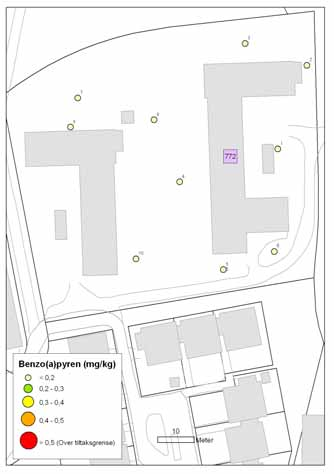 772 Rønningjordet barnehage, Oppsalveien 30 Analyseverdier for Rønningjordet barnehage (mg/kg) Prøve Arsen Bly Kadmium Kobber Krom Kvikksølv Nikkel Sink B(a)p PAH PCB 772_1 <2 3,7 <0.1 6,86 5,77 < 0.