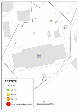 802 Gårdstunet barnehage, Plogveien 31B Analyseverdier for Gårdstunet barnehage (mg/kg) Prøve Arsen Bly Kadmium Kobber Krom Kvikksølv Nikkel Sink B(a)p PAH PCB 802_1 <2 7,2 0,12 11,0 11,4 0,018 11,4