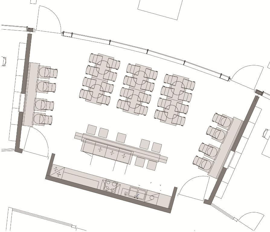 9.5.2 Personalromsfunksjon Eksempel: Vøyenenga skole (1-7), nybygg Areal: 67 m 2 Personalrommet ligger nær administrasjonen. Det er direkte utgang til terrasse.