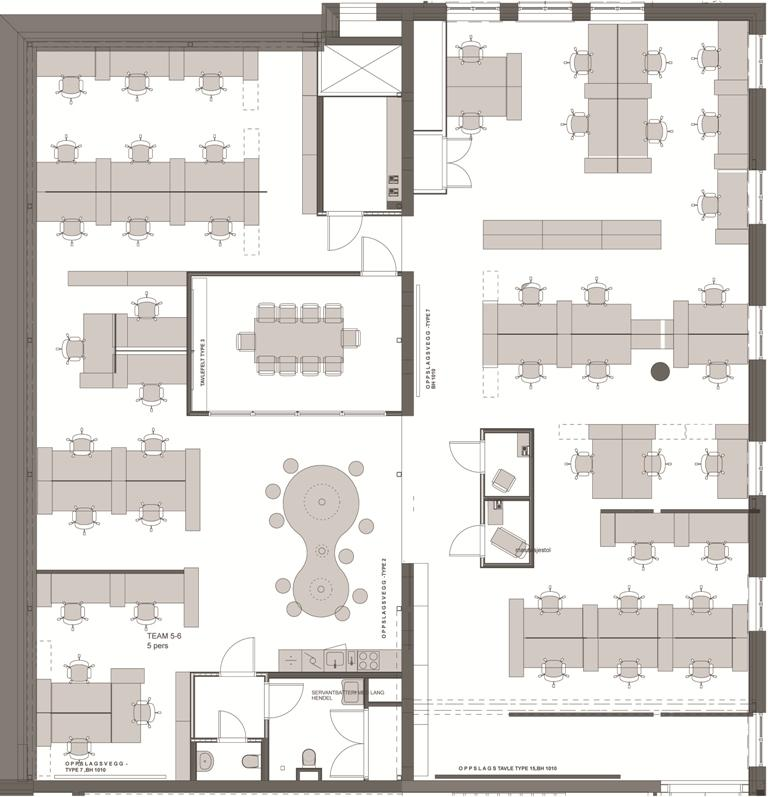 Felles kravspesifikasjon Oslo kommune Skoleanlegg 2012, del 3 virksomhetskrav Eksempel: Marienlyst skole, rehabilitert Areal: 370 m 2 Lærerarbeidsplassene er sentraliserte og ligger i 2.