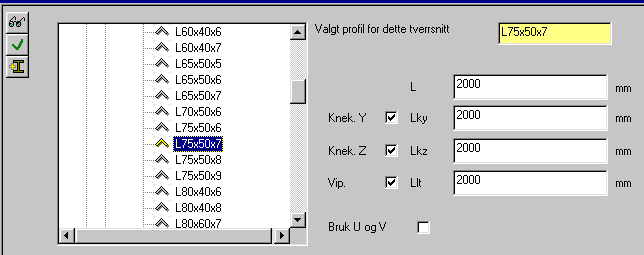 side 30 G-PROG STÅL Ståltverrsnitt 3.9.1 Materialdata Her gir du først inn Stålsorten. Mulig valg er de stålsorter som angis i Tabell 3 i NS3472. I tillegg kan du velge "Ukjent".