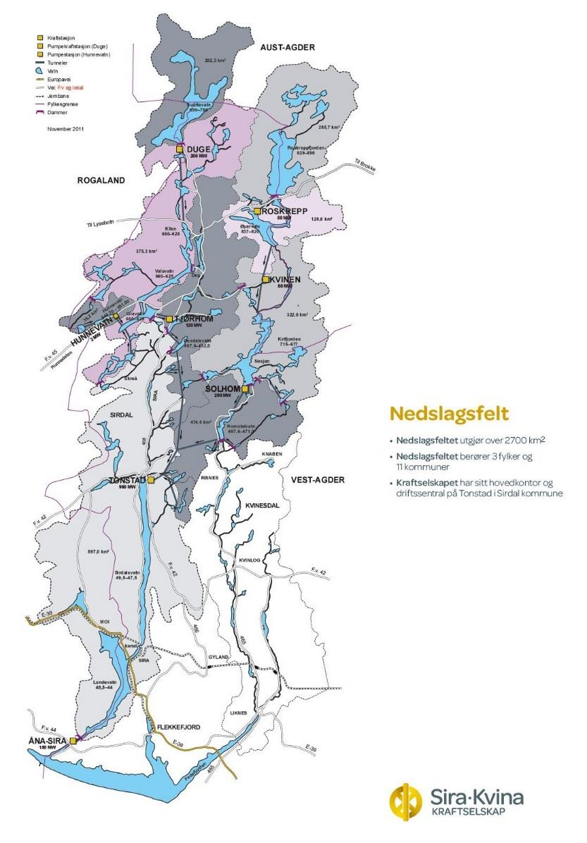 AKTUELLE MINSTEVANNFØRINGSTREKNINGER Siravassdraget + Hønavassdraget + Skreånavassdraget + Sira fra utløp Skreåna Sirdalsvatnet + Sira fra dam Lundevatn hav +