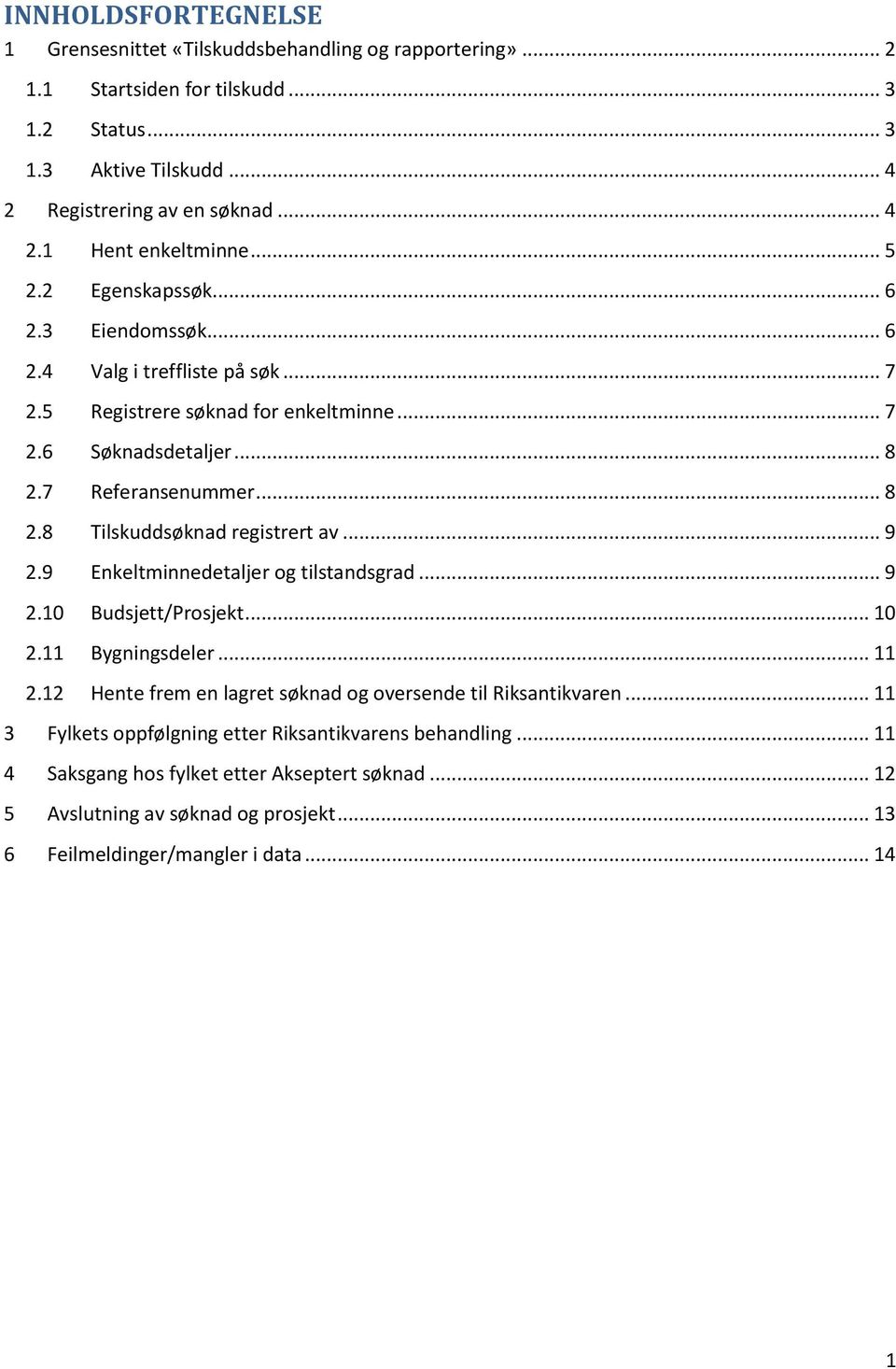 .. 8.8 Tilskuddsøknad registrert av... 9.9 Enkeltminnedetaljer og tilstandsgrad... 9.0 Budsjett/Prosjekt... 0. Bygningsdeler.