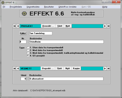 1.2 Oppbygging av programmet EFFEKT er Windows-basert og bruker databasesystemet ACCESS til lagring av alle data.