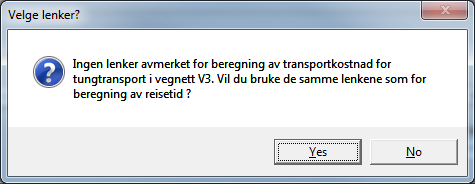 Genereringen av data vil starte, men det skrives ut «0» på resultatfilen til PDB for de resultatene som ikke er avmerket (beregnet reisetid og/eller transportkostnad for tungtransport), for de