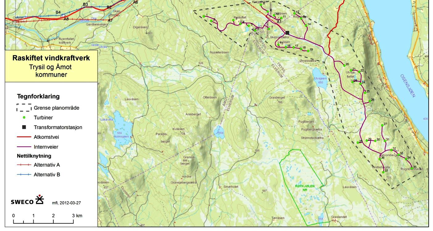 Planområdet utgjør ca. 27 km2, og kjennetegnes av høyereliggende åsrygger på 700-800 meters høyde, med spredte skog og myrområder.