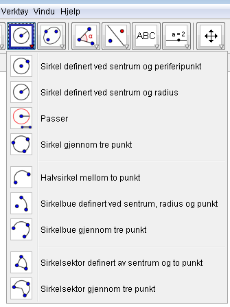 Mer om sirkelen Vi skal nå se på noen nyttige verktøy i forbindelse med sirkelgeometri. Sirkelsektor Matematikk for ungdomstrinnet Du kan tegne en sirkelbue eller en sirkelsektor på flere måter.