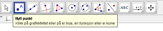 Oppsett av skjermbildet Matematikk for ungdomstrinnet Når vi bruker GeoGebra i geometri, er det som oftest smart å velge oppsettet Geometri.