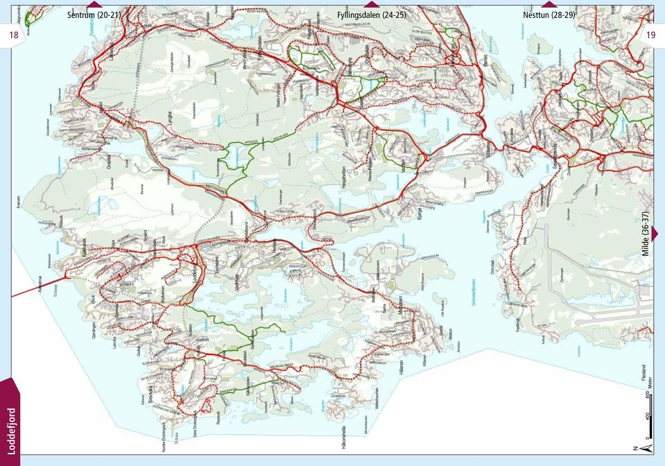 Drotningsvik dalen Lyderhorn Nydalen Søre Drotningsvik Nyborg Samdalen Ravnefjellet Loddefjord Ramsvik Fristad Lauvstakken Sentrum (20-21) Fyllingsdalen (24-25) Nesttun (28-29) LYRENESVEIEN