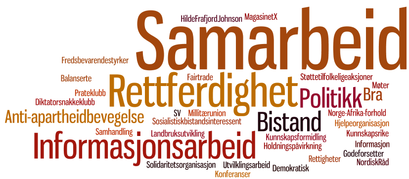 Samarbeid, rettferdighet, informasjonsarbeid nevnes oftest 20.