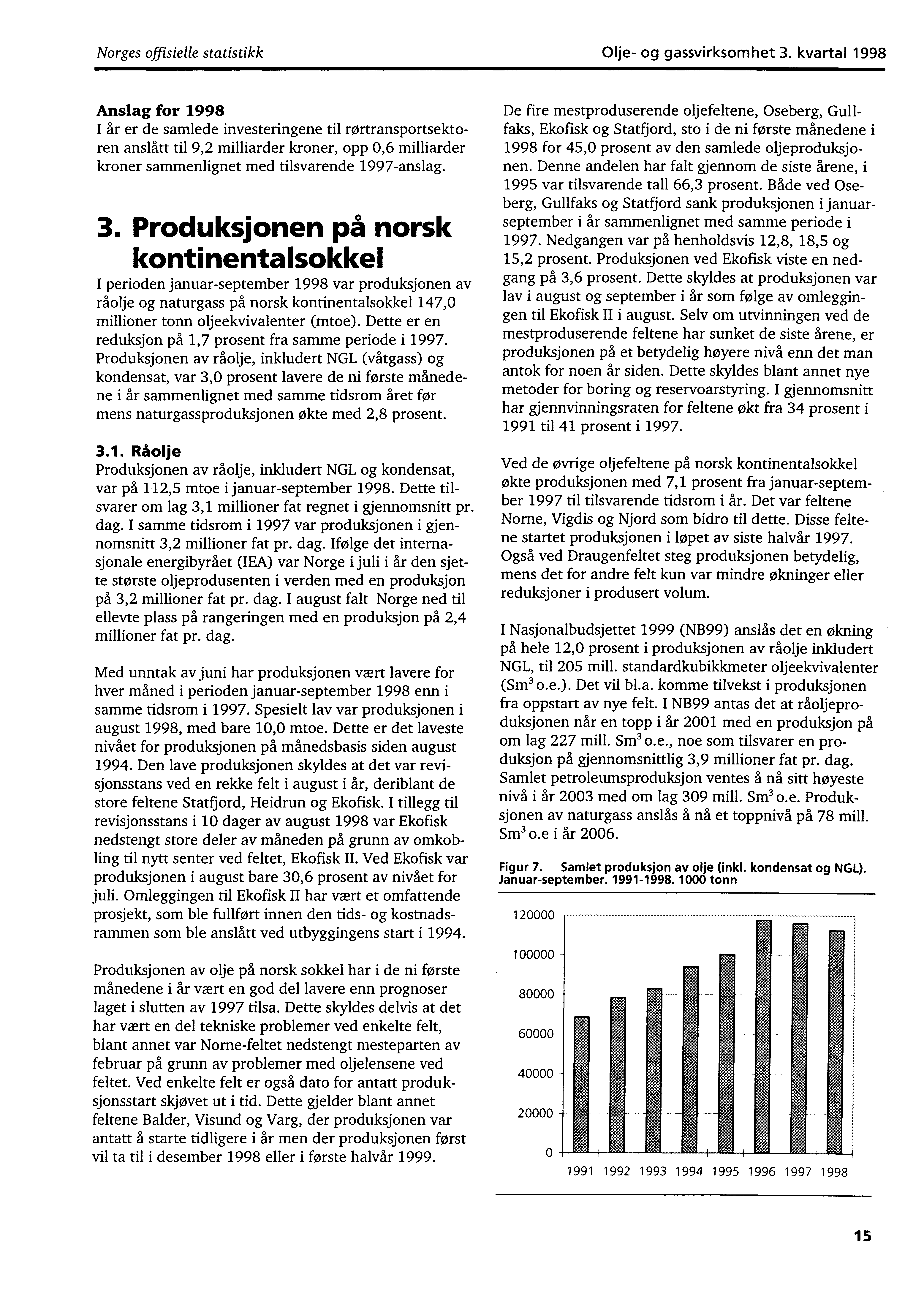 Norges offisielle statistikk Olje og gassvirksomhet 3.