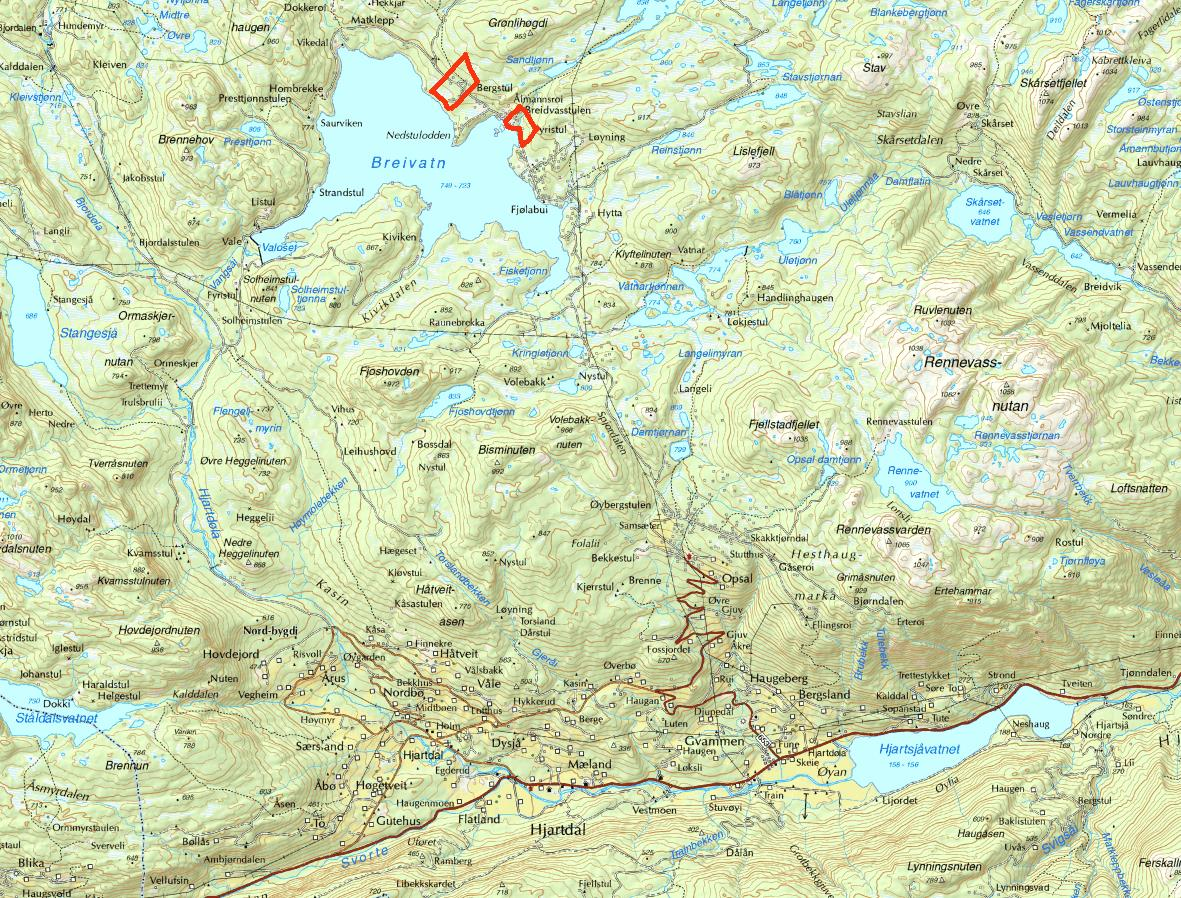 REGULERINGSPLAN FOR GRØNNLIA BREIVASSTULEN, DEL AV 30/3 OG 38/1 I HJARTDAL KOMMUNE 3 1 Bakgrunn Bakgrunn for planarbeidet er grunneigaranes ynskje om å kunne tilby hyttetomter på førespurnad.