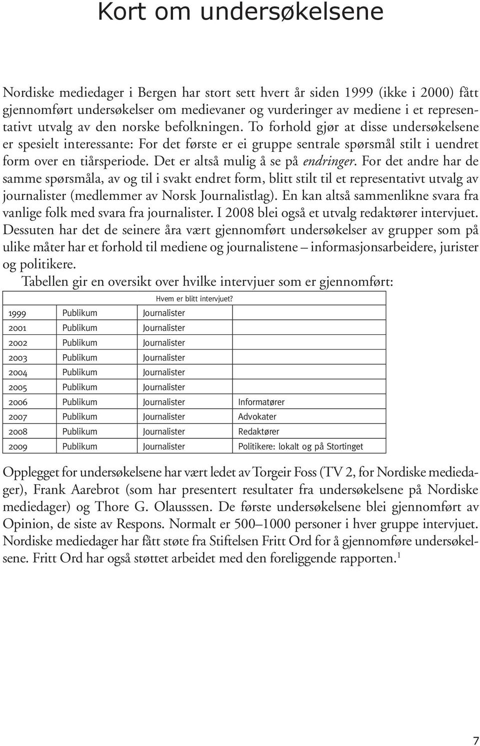 To forhold gjør at disse undersøkelsene er spesielt interessante: For det første er ei gruppe sentrale spørsmål stilt i uendret form over en tiårsperiode. Det er altså mulig å se på endringer.