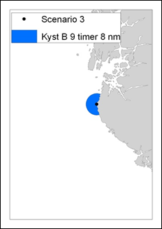 Gap-analyse for system kyst A Det kan ikke garanteres at noe system kyst A fra den norske Kystvakten vil nå frem innen 9 timer, ( Figur 7.