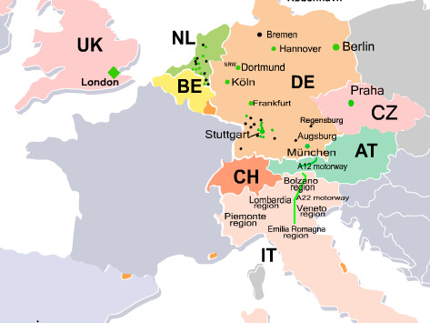 Lavutslippssoner i andre land Nederland Amsterdam Breda Delft Den Bosch Eindhoven Haarlem Helmond Leiden Tyskland Augsburg Berlin Freiburg Hannover Heidelberg Ilsfeld Karlsruhe Köln Danmark Ålborg