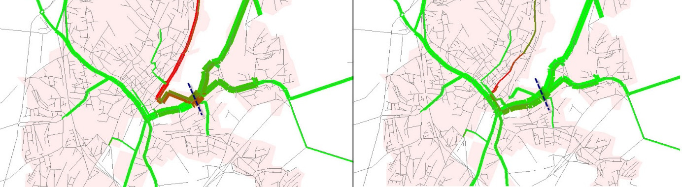 Oalsgate fremstår likevel som en veldig sterk forbindelse mellom Hanaveien og E39 (mot Stavanger). I beregningene er dette det foretrukne veivalget fra Hanaveien.