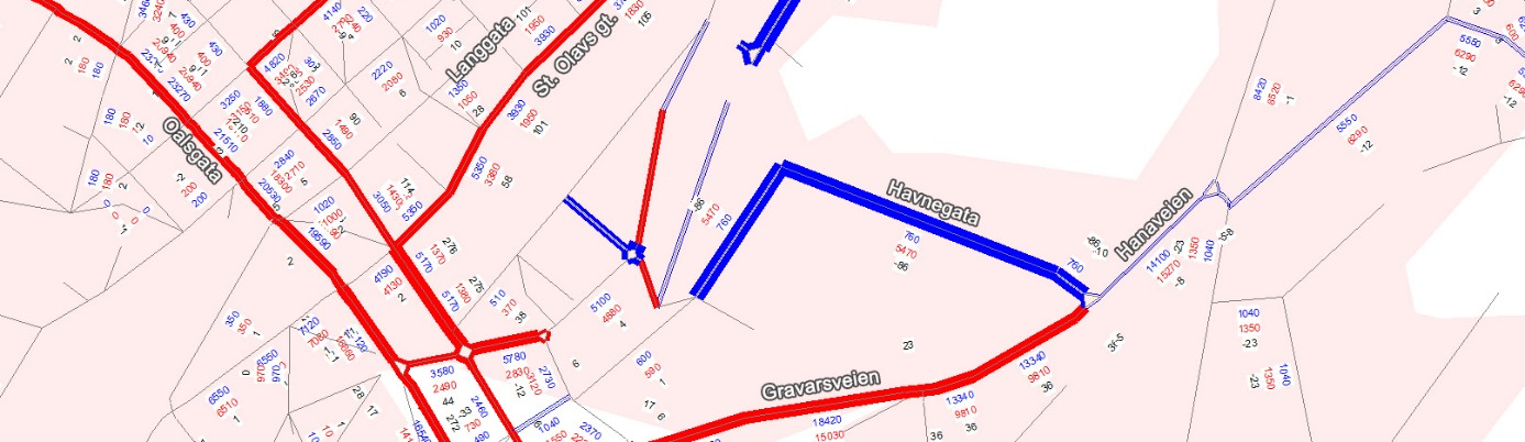 Manuell beregning Endret reisemiddelfordeling vil forandre trafikknivået i sentrum, til fordel for kollektiv, gange og sykkel.