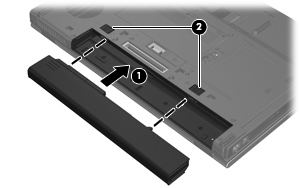 Sette inn eller ta ut batteriet FORSIKTIG: Du kan miste data hvis du tar ut et batteri som er den eneste strømkilden.