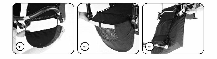 Kalesje Om forlengelsesdelen brukes, frigjør røråpningene ved å åpne glidelåsen et stykke. Før ned kalesjen i rørene i overkant på ryggen, alternativt i forlengelses biten (47).