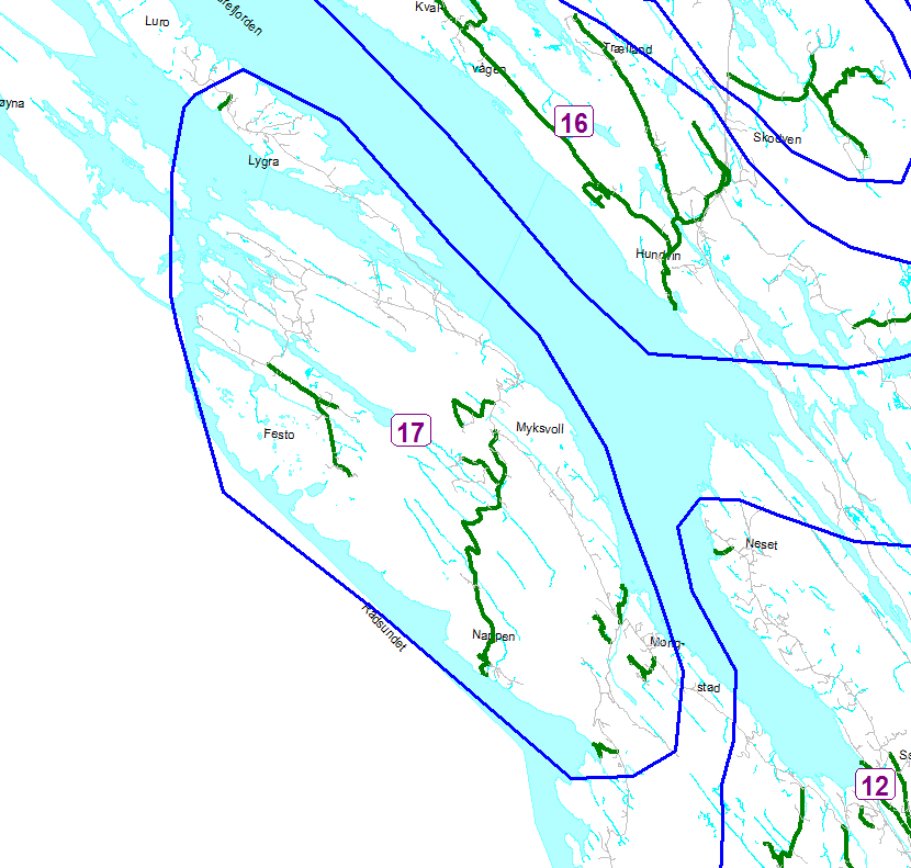 Rode 17 Nappane, Myksvoll, Bergås, Feste sør, Haukås, Storokse,