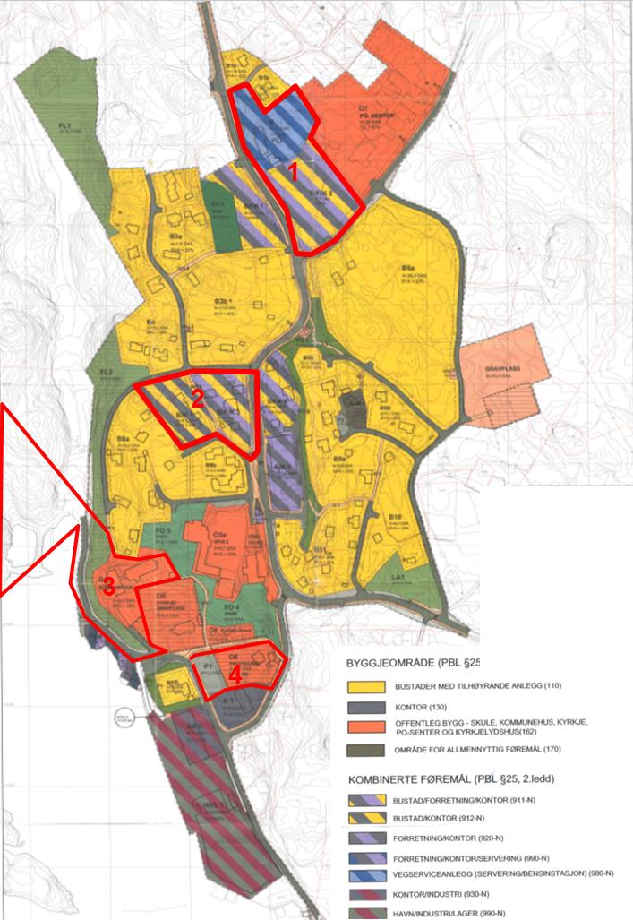 Figur 3: Utsnitt av gjeldande sentrumsplan for Storebø.