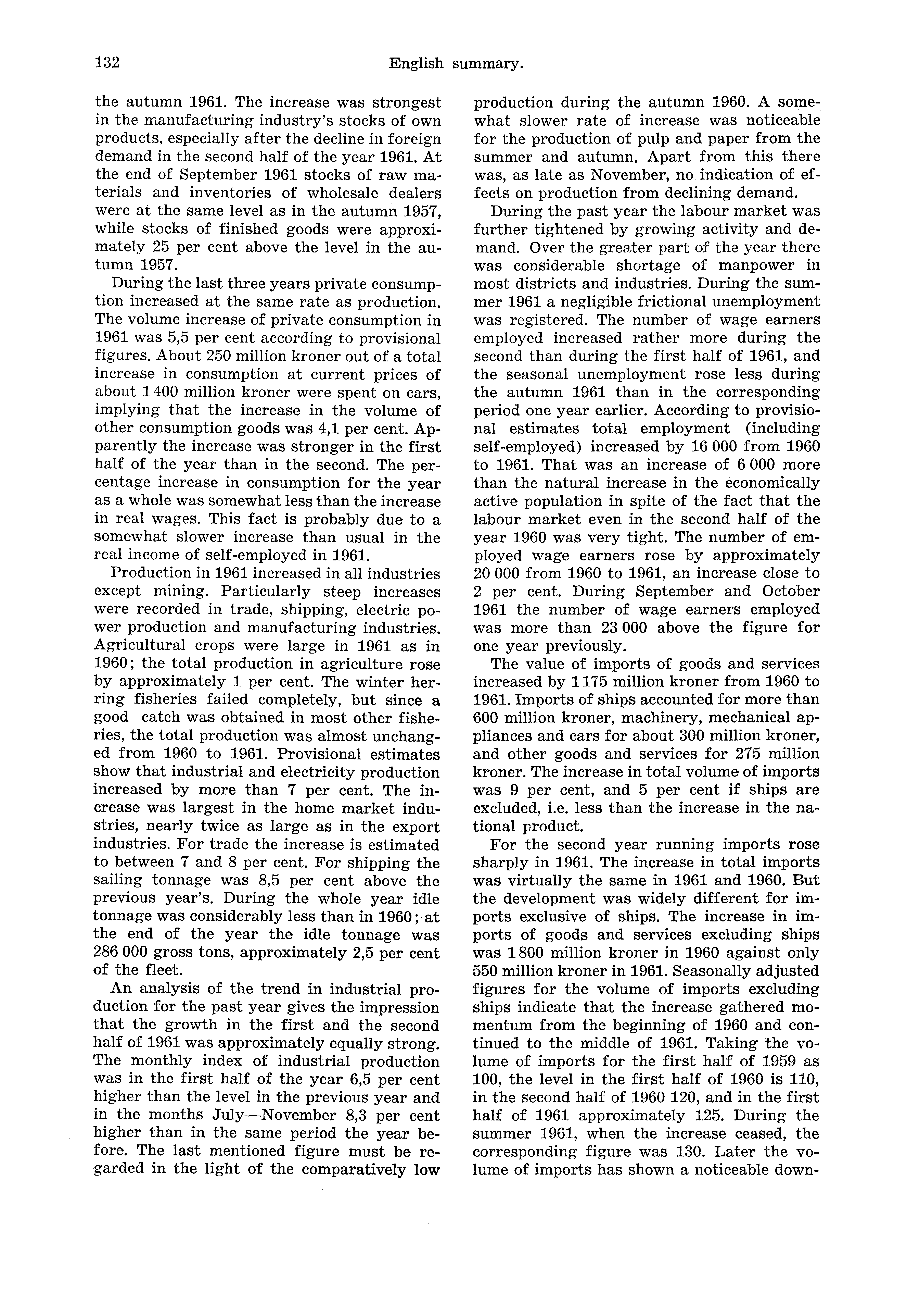 132 English summary. the autumn 1961.