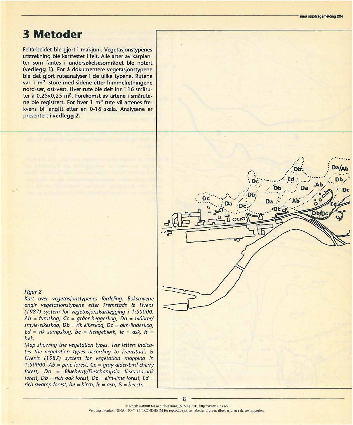 nina oppdragsmelding 4 3 Metoder Feltarbeidet ble gjort i mai-juni. Vegetasjonstypenes utstrekning ble kartfestet i felt.