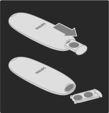 Ta ut batteriene hvis du ikke skal bruke fjernkontrollen på en lang stund. Avhend batteriene i henhold til retningslinjene for endt bruk. Les Hjelp > Innledning > Oppsett > Endt bruk.