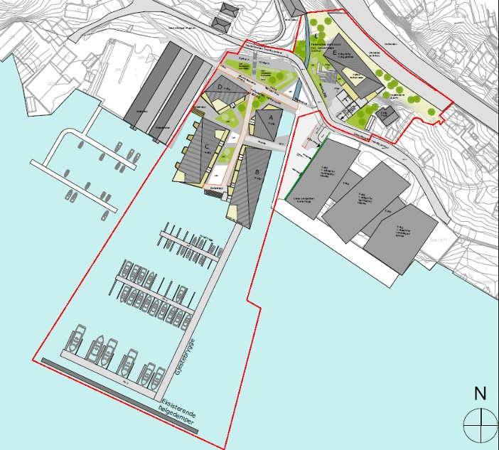 Sikre allmenn tilkomst til sjøfronten Bearbeide skissert arkitektonisk uttrykk ytterligere Ta mer hensyn til løvskogen mot Åsaneveien Alt planmateriale er oppdatert i henhold til endringene.