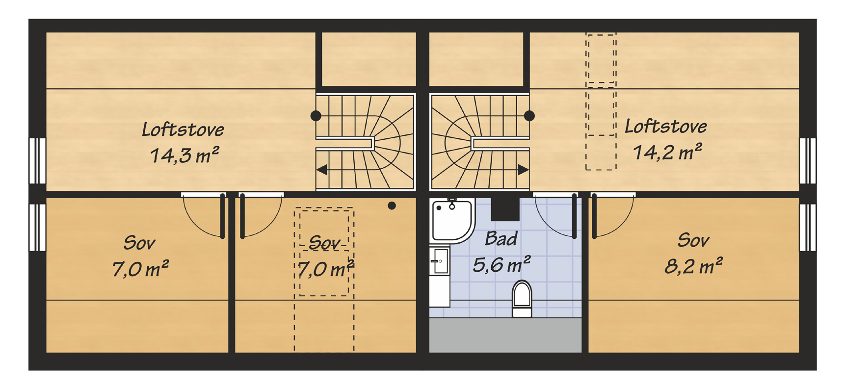 2. ETASJE Carport Carport Vest 1. ETASJE Vest Valfri planløysing 12 Aust LOFT Aust På planteikningane ser du planløysing i både austog vestenden av bygget.